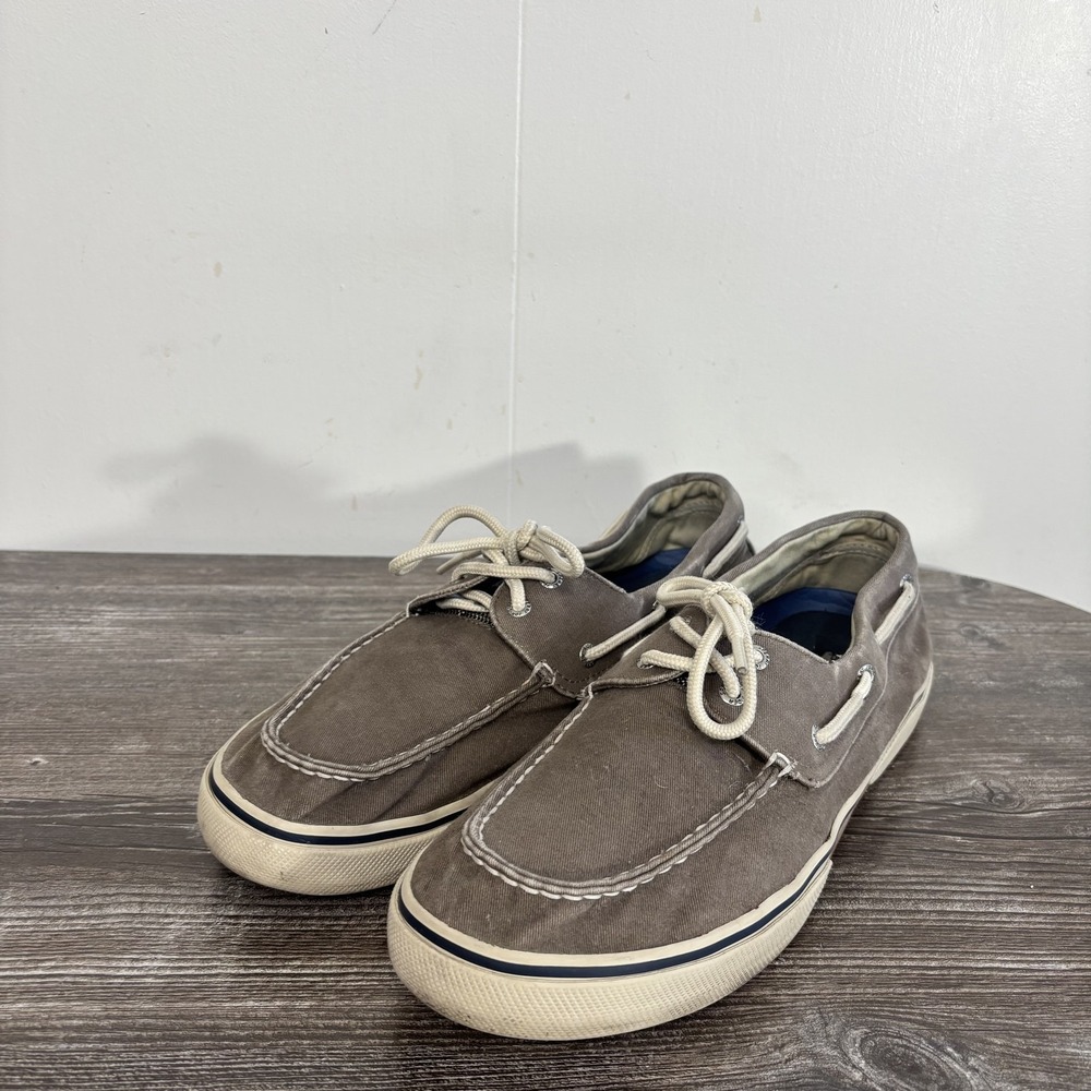 Sperry Top-Sider Boat Shoes Mens Size 12 W Brown Canvas Deck Casual Nautical